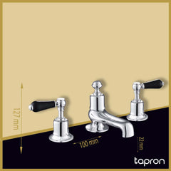 3 hole deck mounted bath mixer tap -Dimension