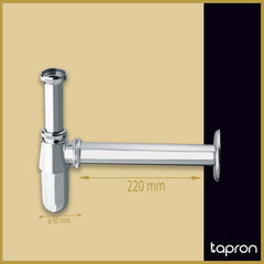 Polished chrome basin bottle trap - Dimension