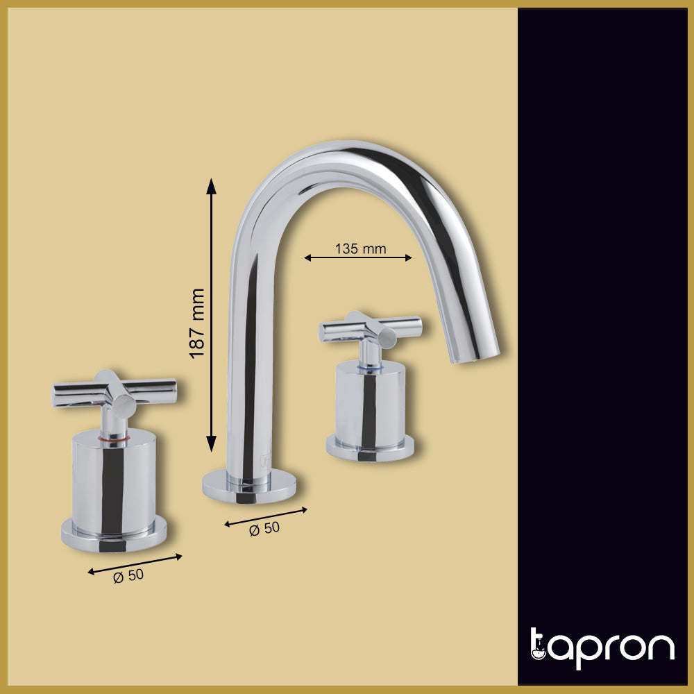 Chrome Deck Mounted Basin Mixer Tap - Tapron