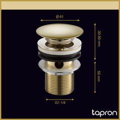 Gold slotted sink waste - Dimension
