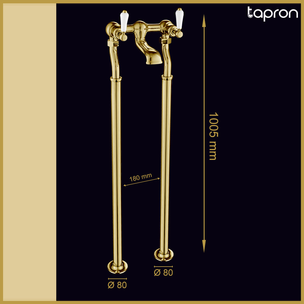 Antique Brass Traditional Freestanding Bath Tap -Tapron