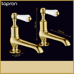 Pillar tap with white ceramic accent lever handle - Dimension