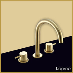 Brushed brass sink tap with dual lever handle