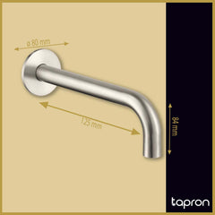 Stainless steel Wall Mounted Bath Tap - Dimension