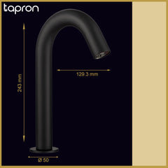 Matt black touchless sink tap - Dimension