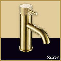 Brushed brass mono basin mixer tap 