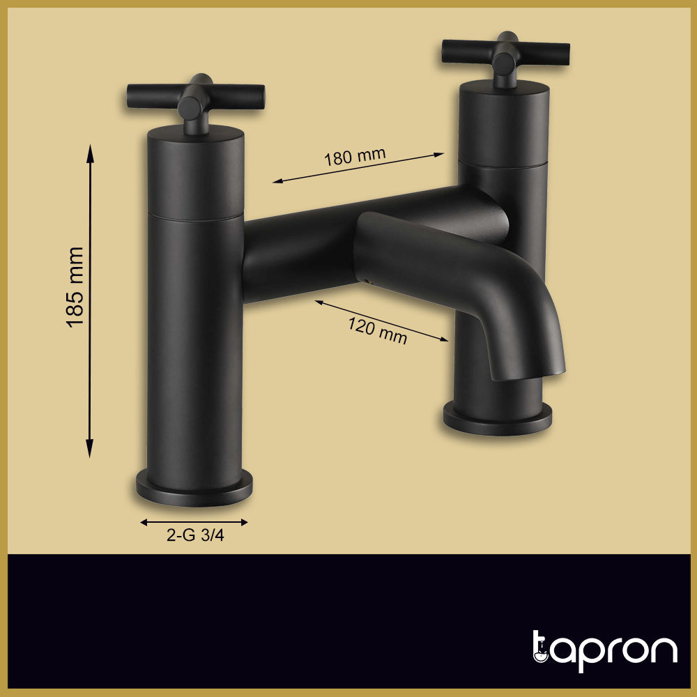 Matt Black Deck Mounted Modern Bath Filler Tap - Tapron