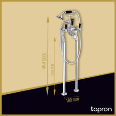 Chrome bath shower mixer with kit- Dimension