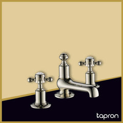 Nickel deck-mounted long nose basin tap