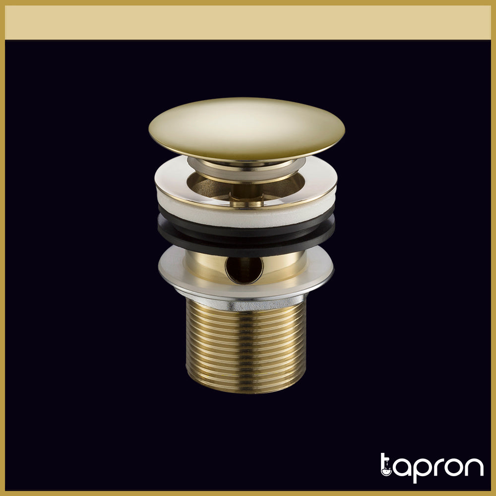  Brushed Brass Click Clack Basin Waste, Slotted -Tapron