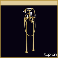 Gold Freestanding Bath Shower Mixer Tap with Shower Kit 