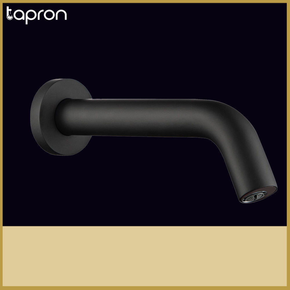 Matt Black Wall-Mounted Black Sensor Tap -Tapron