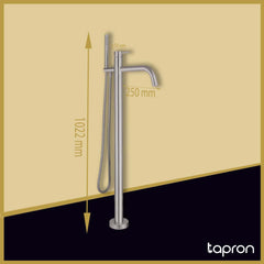 Steel Freestanding Bath Mixer Tap with Hand Shower- Dimension