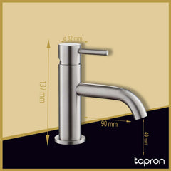 Steel long spout basin mixer tap