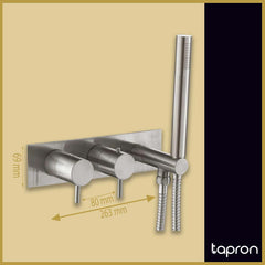 Dual Outlet Concealed Thermostatic Shower Valve with Handset - Dimension