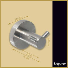 Wall-Mounted Round Double Robe Hook- Dimension