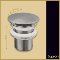Brushed stainless steel basin clicker waste - Dimension