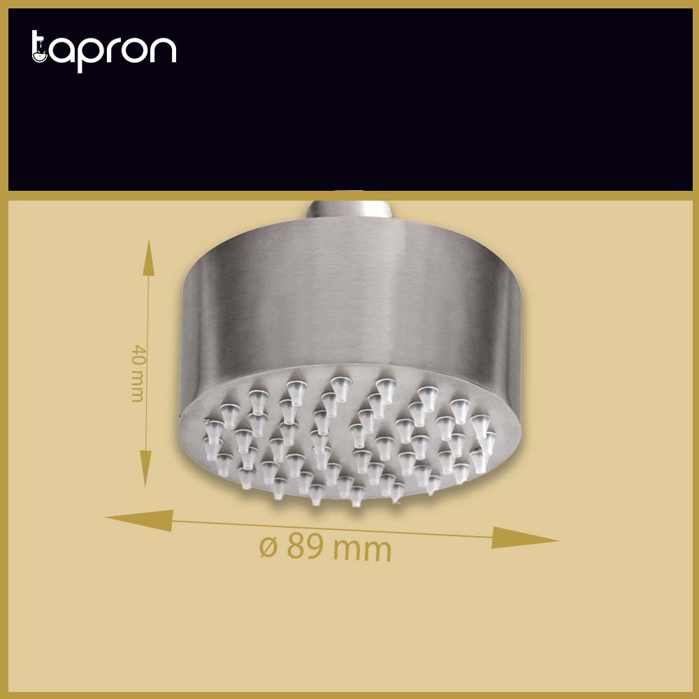 Inox Mini Brushed Stainless Steel Shower Head with Water Saving -Tapron