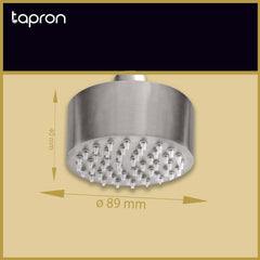 Inox Mini Brushed Stainless Steel Shower Head with Water Saving -Dimension