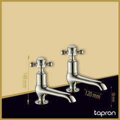 Nickel Deck Mounted Basin Pillar Tap - Dimension