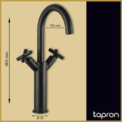 Black basin Tap with two crosshead handle - Tapron