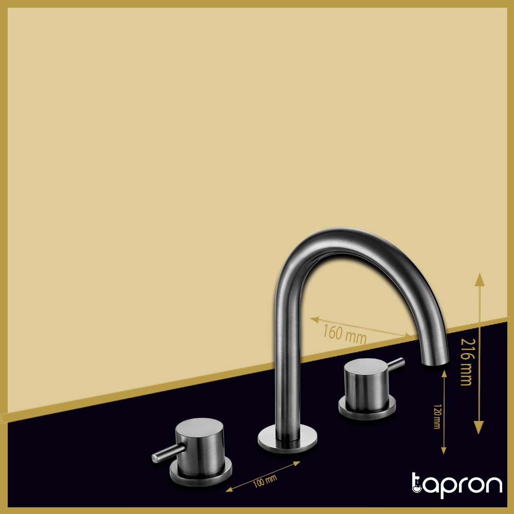 Brushed Black Deck Mounted Basin Taps-Tapron