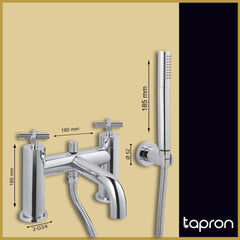 Deck-mounted bath tap with hand shower - Dimension