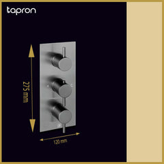 Brushed Black 2 Outlet Thermostatic Concealed Valve - Dimension