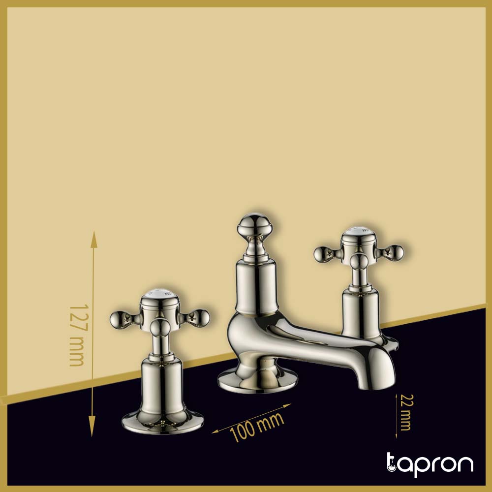 Nickel 3 Hole Basin Mixer-Tapron