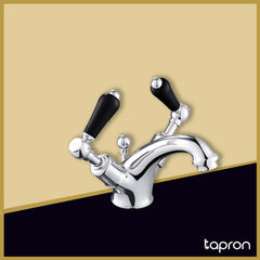 Polished Chrome Deck-Mounted Basin Mixer Tap With Pop-up Waste 