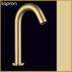Brushed brass touchless basin tap