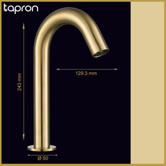 Gold Deck Mounted Sensor Tap with Motion Sensor- Dimension