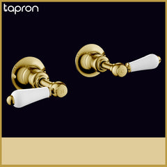 Gold traditional concealed manual wall stop valve