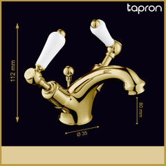 Brushed Brass Deck Mounted Basin Tap - Dimension