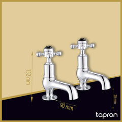 Deck Mounted Basin Pillar Tap - Set of 2 - Dimension