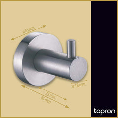 Wall-Mounted Round Single Robe Hook - Dimension