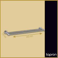 Brushed Stainless Steel Wall Mounted Twin Towel Rail - Dimension