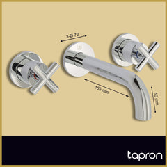 Chrome Wall Mounted Sink Mixer Tap - Dimension