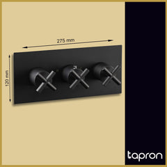 Matt Black Wall Mounted Concealed Shower Mixer Valve - Dimension