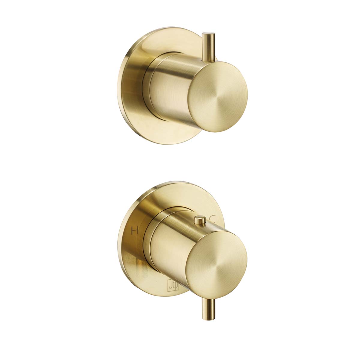 Thermostatic 2 Outlet 2 Dials Concealed Shower Valve - Brushed Brass