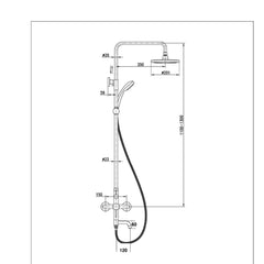  Thermostatic Bar Valve with Overhead Shower, Adjustable Riser and Shower Kit