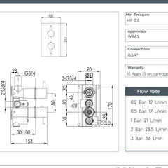 Thermostatic Concealed 1 Outlet Shower Valve - Brushed Gold