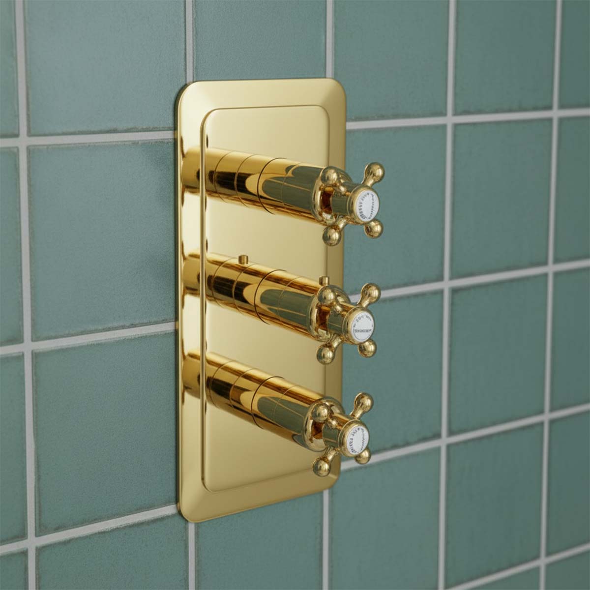 Thermostatic Concealed 2 Outlet Shower Valve - Gold 