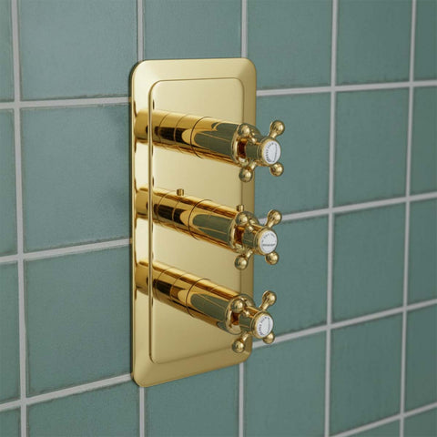 Thermostatic Concealed 2 Outlet Shower Valve - Gold 