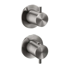 Thermostatic Concealed 2 Outlet Shower Valve with 2 Dials - Brushed Black