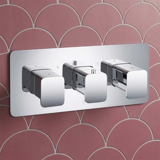 Thermostatic Concealed 3 Outlet Shower Valve - Horizontal 1200