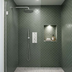 Thermostatic Concealed Shower Mixer 2 Outlet 3 Handles with Fixed Showerhead and Handset