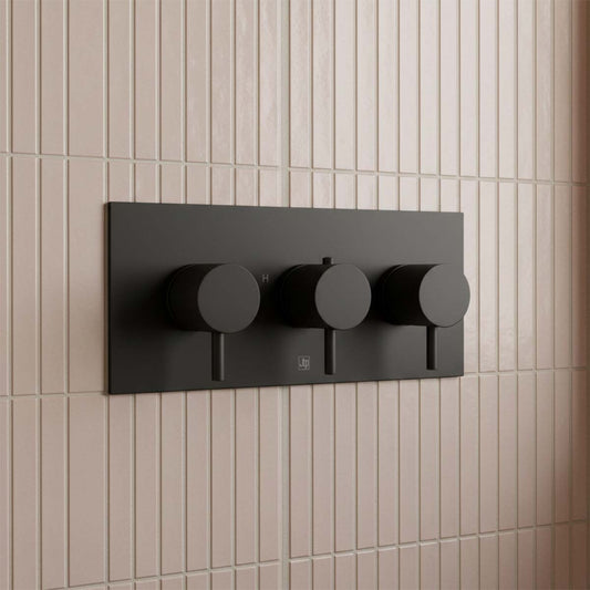 Thermostatic shower valve for 2 outlets matt black 1200