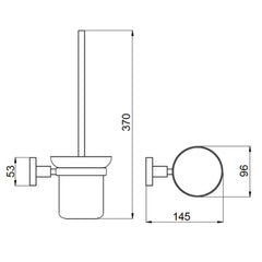 Brushed brass toilet brush with holder set - drawing 