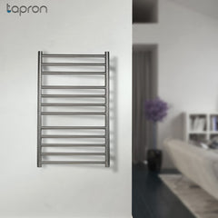 Dual Fuel Towel Rail Radiator - Brushed Stainless Steel 800mm x 500mm